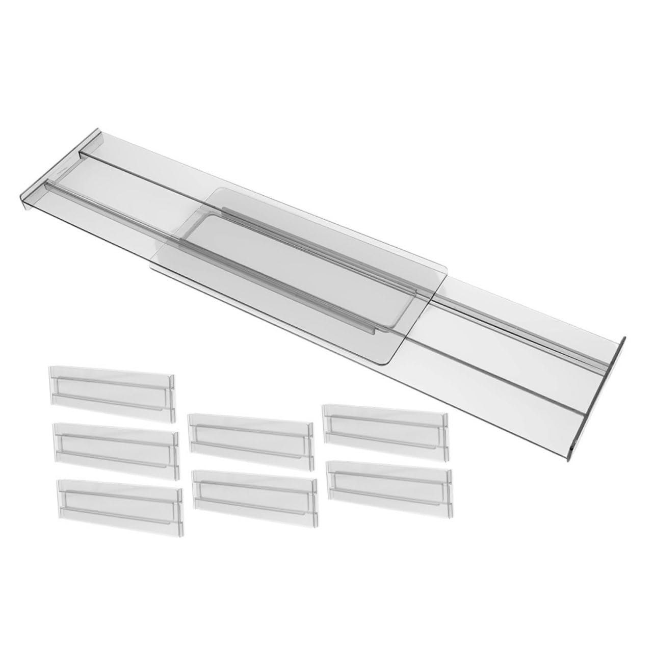 8piezas Divisores De Cajón Ajustables Organizadores Transparentes Expandibles Para Almacenamiento De Ropa Calcetines y Ropa Interior Cocina Oficina y Dormitorio