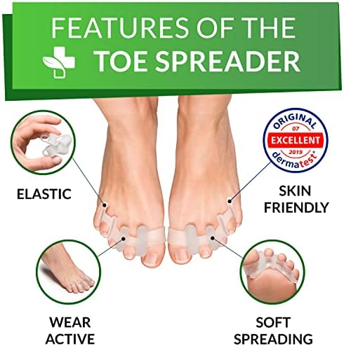 YogaMedic® Toe Separator for Overlapping Toes [4Pcs] to Relax Toes, Different Hardness Degrees, Improved Gel Silicone, 0% BPA, One-Size - Spreader Spacers Straighteners