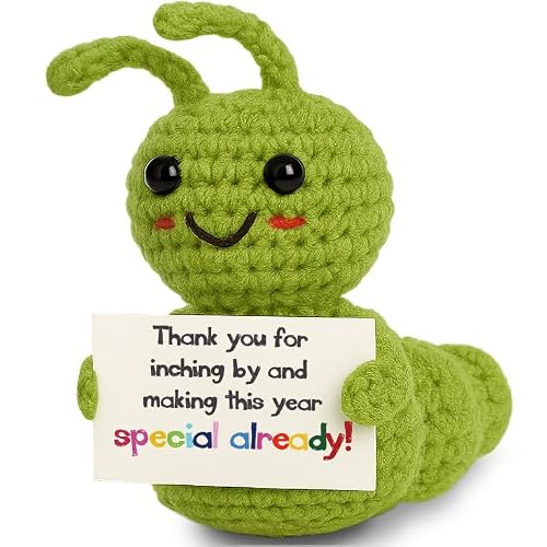 Skyists Caterpillar Thank You Gift – Mini Handmade Crochet with Appreciation Card – Funny Small Present for Teachers Coworkers Volunteers – You Made This Year Special!