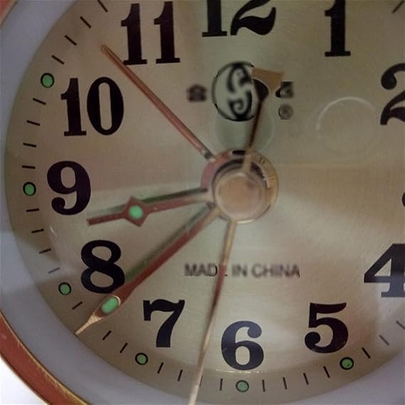 Alarm Clock Modern Mechanical Alarm Clock Horseshoe Manual Wind Up Vintage Metal Clock Double Bell Clocks with Backlight Projector (Gold) Alarm