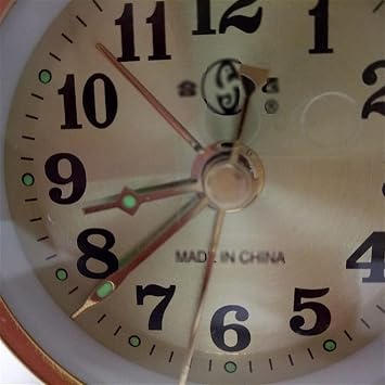 Alarm Clock Modern Mechanical Alarm Clock Horseshoe Manual Wind Up Vintage Metal Clock Double Bell Clocks with Backlight Projector (Gold) Alarm