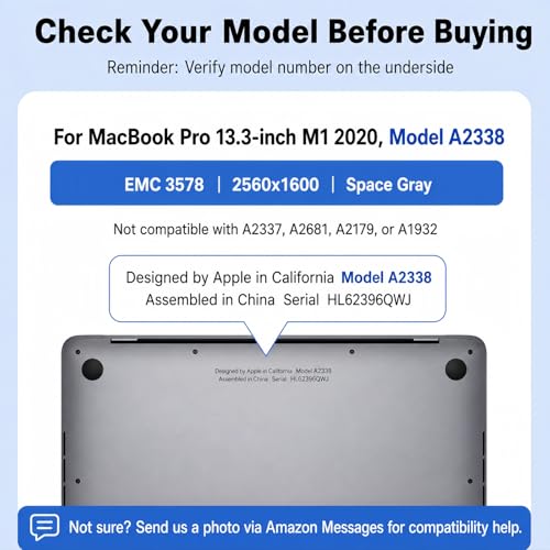 Image of A2338 Screen Replacement for 13.3 inches MacBook Pro M1 2020 2022 Year 2560x1600 Replacement LCD Full Assembly for EMC 3578 Space Gray