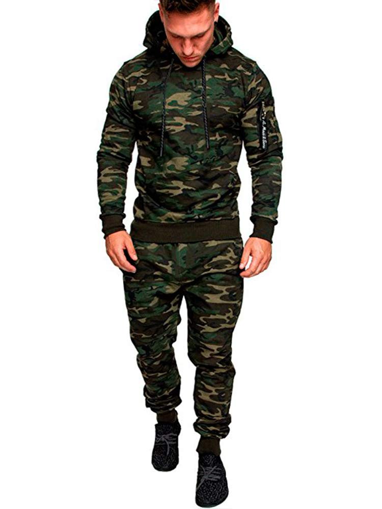 HHGKED Sportswear Mens Full Zip Tracksuit Up Lightweight Breathable with Zipper Pockets Black Grey Camouflage Casual