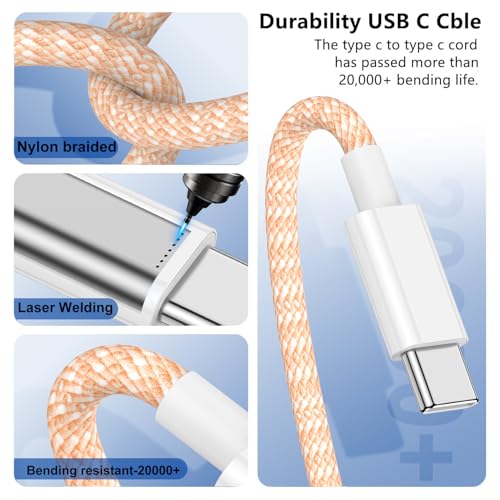 Image of USB C to C Charger Cable 10ft, 60W Type C to C Fast Charging Cable Cord Long for Apple iPhone 17 Pro Max /17 Air /16 Pro Max /16 Pro /15 Plus /15 Pro Max /MacBook 2021 /2020 /2019,iPad Pro /Mini /Samsung Galaxy