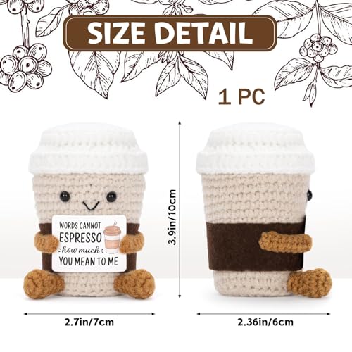 Leuke Cadeaus voor Vrouwen - Emotionele Steun Haak Koffiepop, Cadeau voor Koffieliefhebbers & Geluksbrenger, Ornament voor Vrouwen & Meisjes - Afbeelding 3