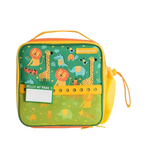 Elemental Insulated Lunch Bag for Kids, Water Bottle Pocket & Charm Band