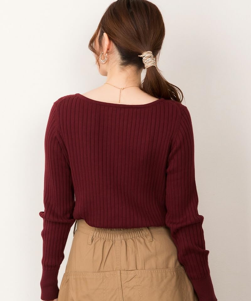 [マーライ] ニット セーター レディース トップス 長袖 ボートネック リブニット コットン100% 大きいサイズ きれいめ オフ