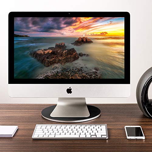 Nekmit Aluminum Heavy Duty 360° Rotation Swivel with Steel Ball Bearings Stand for Flat Panel Monitors, TV's and Stereo Speakers, 9.5 Inches Round, Black