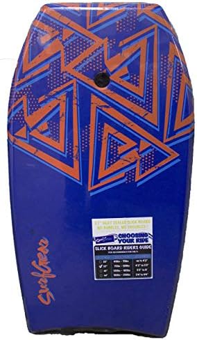 SurfGear Slick Hard Bottom Body Surfing Bodyboard - Heat Sealed for Maximum Durability (37 Inch, Blue/Orange)