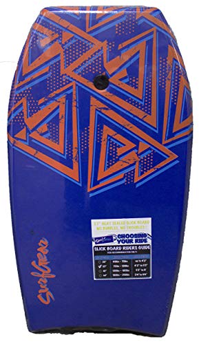Surf Gear Slick Hard Bottom Body Surfing Bodyboard - Heat Sealed for Maximum Durability (37 Inch, Blue/Orange)