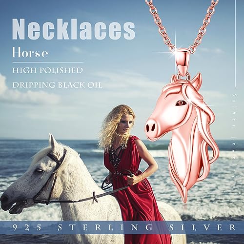 Silikepa Horse Necklace for Women 925 Sterling Silver Rose Gold Horse Pendant Necklace Cute Animal Pendant Jewelry Gift for Women by Silikepa - Used condition - Image 6