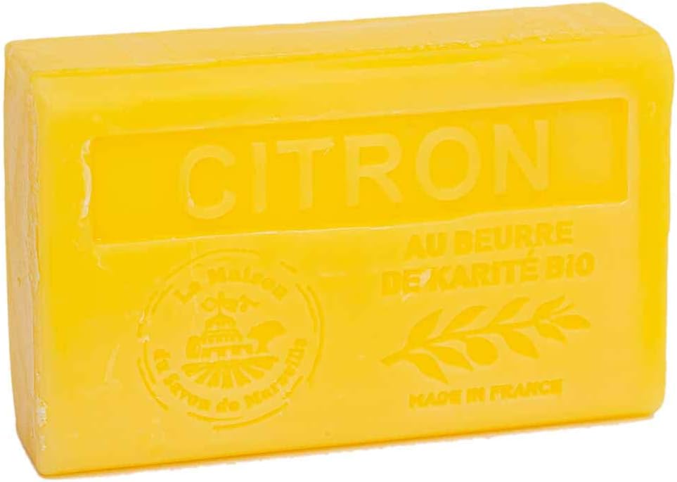 Maison du Savon de Marseille - French Soap made with Organic Shea Butter - Lemon (Citron) Fragrance - 125 Gram Bar