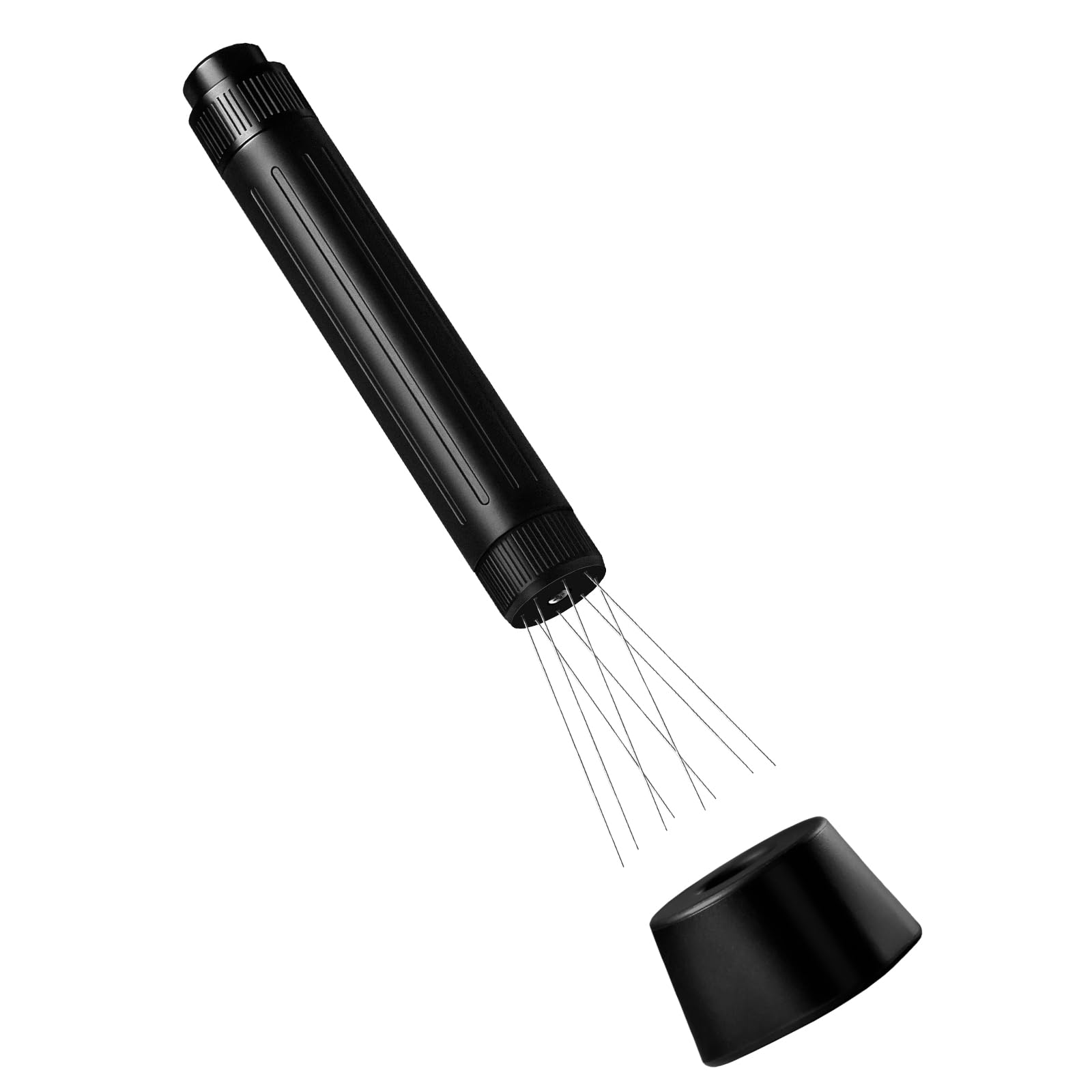 Magnetic Retractable WDT Tool, One-Press Release Espresso Distribution Tool, 8 Adjustable 0.4mm Stainless Steel Needles Espresso Stirrer with Stand & 8 Extra Replacement Needles - Black