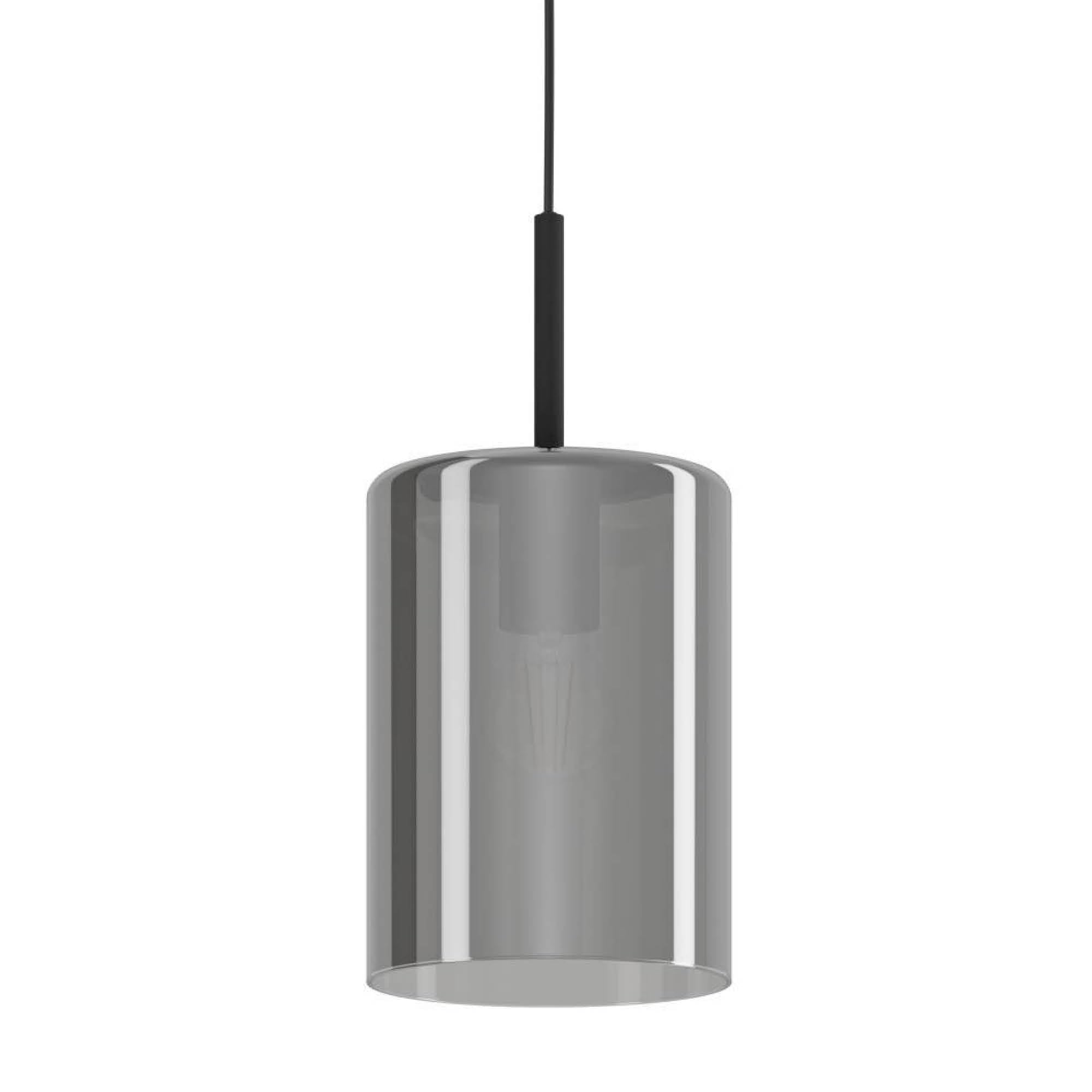 Suspension Moderne Cadaques 1 en Acier et Verre Noir