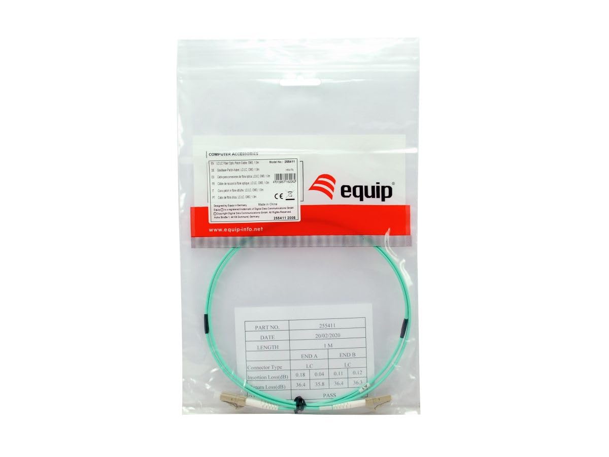 Equip Câble patch LC vers LC Duplex Multimode OM3 25m Turquoise Fibre Optique Câble Réseau