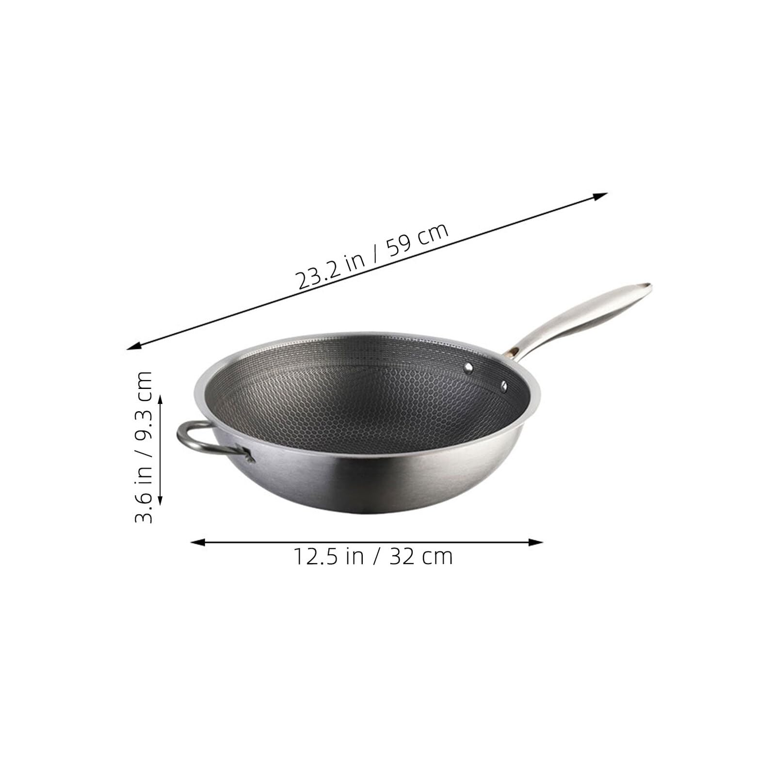 Padella Wok in Acciaio Inossidabile Design a Nido D'ape, Facile da Pulire, Compatibile Induzione, per Cuocere Verdure e Barbecue