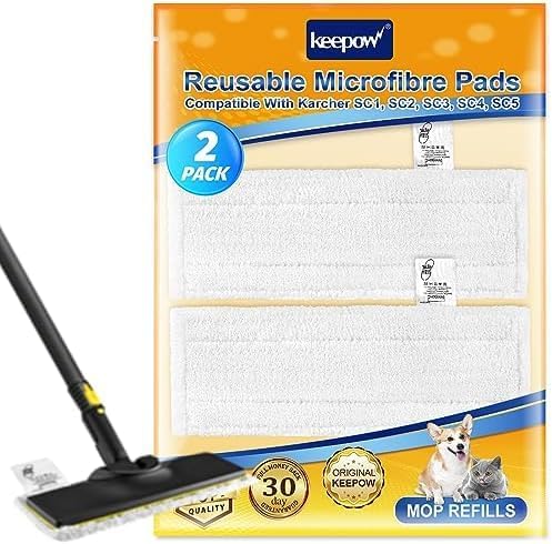KEEPOW 2Pack Compatible with Karcher Steam Mop Pads, Replacement Steam Cleaner Pads for Karcher SC2, SC3, SC4, SC5, Reusable Cloths for Karcher Steam Cleaner Accessories