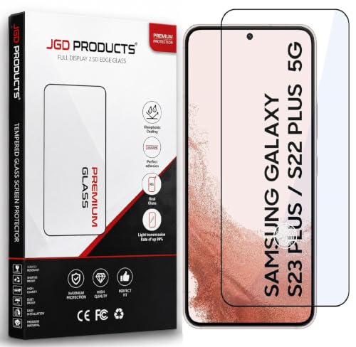 Image of JGD PRODUCTS 100% Fingerprint Unlock Military-Grade Gorilla Tempered Glass for Samsung Galaxy S22 Plus , S23 Plus 5G with Edge to Edge Coverage - Case Friendly, Anti-scratch and Bubble free With installation kit