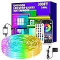 vimeepro Outdoor LED Strip Lights Waterproof,300ft Outdoor Lights with App/Remote Control, IP68 Waterproof, Music Sync led Lights for Bedroom,Patio,Eave,Halloween Decorations(2 Rolls of 150ft