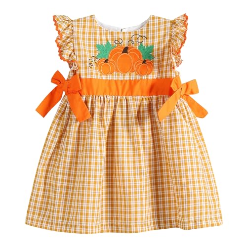 Image of Lil cactus Baby and Girls Pumpkin Thanksgiving Dress