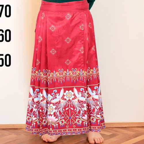 Falda Hanfu para Niña Vestido Corto Chino de Chiffon Rojo Resistente 5