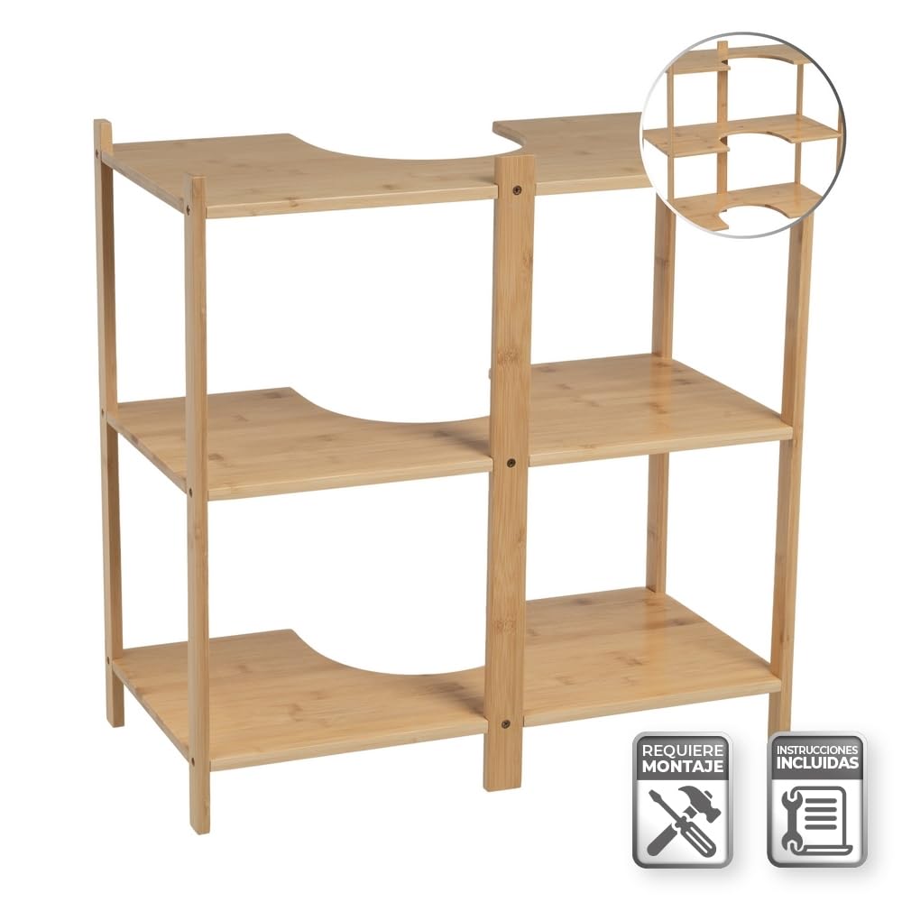 Mueble bajo Lavabo de Pedestal de bambú Natural de 60 cm