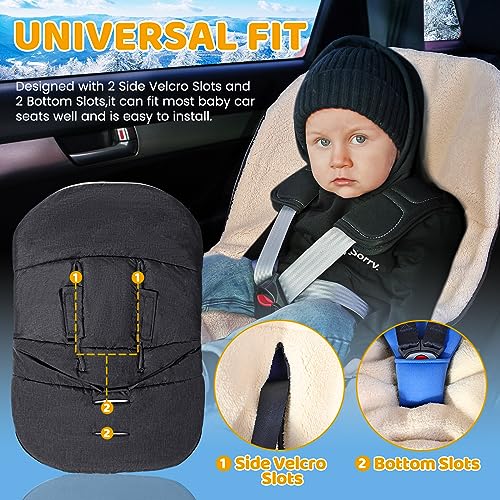 Image of Orzbow Winter Carseat Cover for Baby, Cozy Fleece, Universal Fit, Dark Grey