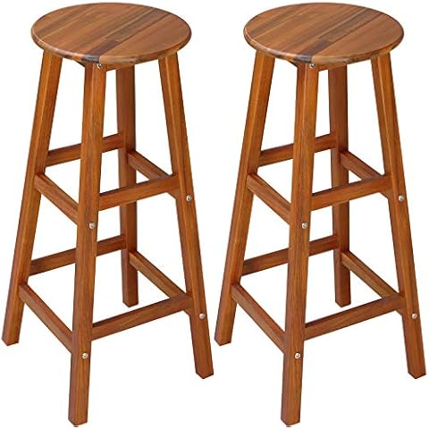 Set de 2 Taburetes Altos Deuba para Barra de Madera de Acacia Cover