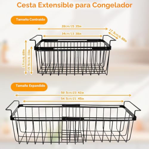 Cesta para congelador extensible con asas plegables para optimizar el espacio de tu arcón 3