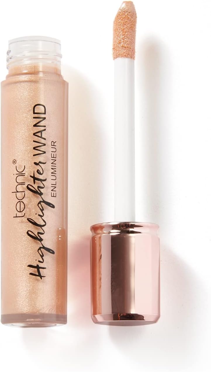 Highlighter Wand - Illuminating, Gold Liquid Highlighter With Doe Foot Applicator - Long Lasting Blendable Formula To Give a Luminous Shimmer Finish and All Day Glow. Shade: Beam Me Up. 9ml