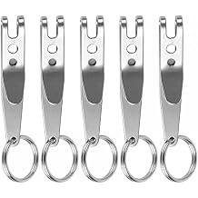 DONGKER Suspension Clip,5 PCS Stainless Steel Multi-Purpose Deep Carry Pocket Clip with Stainless Steel Key Ring for Keys Flashlights Knives