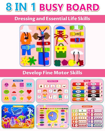 Image of Exorany Busy Board Montessori Toys for Toddler Girl & Boy Birthday Gifts, Busy Book Learning Sensory Toys for Toddlers, Toddler Travel Toy Educational Activities Learn Fine Motor Skills