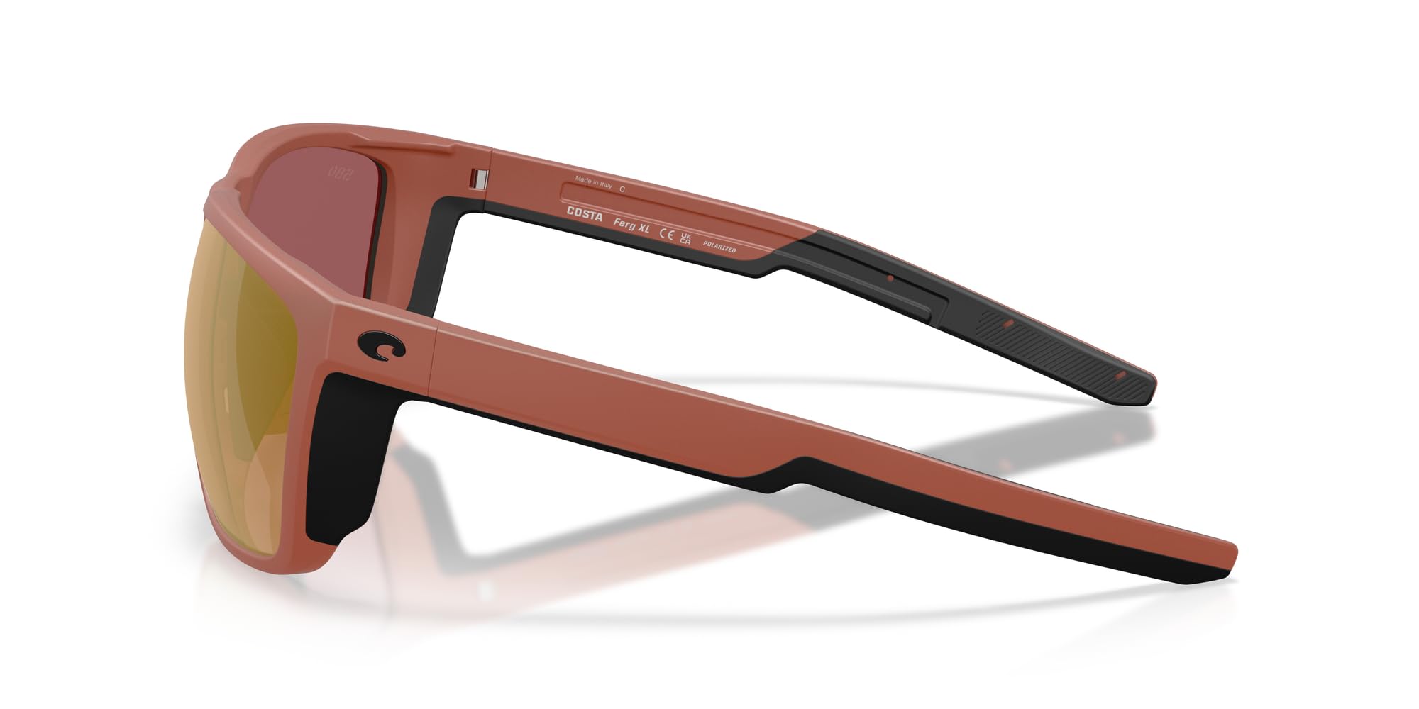 Costa Del Mar Ferg XL - Lentes de sol rectangulares para hombre, color terracota mate/dorado espejado, polarizados, 580 g, 62 mm