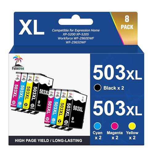 Palmtree 503xl Patronen Kompatibel mit Epson XP-5200 Druckerpatronen und WF 2960 Patronen 503 XL für Expression Home XP-5200 XP-5205 Workforce WF-2960DWF WF-2965 (8 Pack)