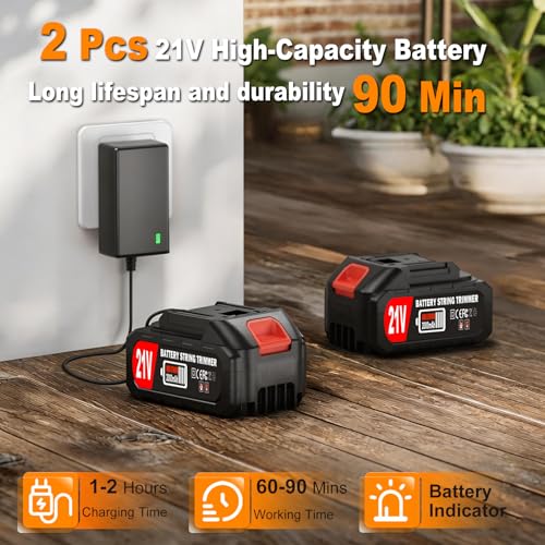 Electric Weed Wacker Eater Battery Powered 3 in 1 Cordless Weed Trimmer 2 21V Battery Operated with 4 Types Blades & Wheels, No-String Grass Trimmer/Lawn Edger/Brush Cutter for Garden Yard by AYSLCKR - Image 4