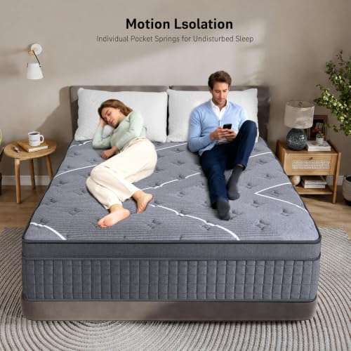 Image of King Mattress 12 Inch, Luxury Hotel-Level Hybrid Mattress in a Box, Cooling Gel Memory Foam & Upgraded Pocket Springs, Enhanced Back & Lumbar Hip Support, Back Pain Relief,Medium Firm,365-Night Trial