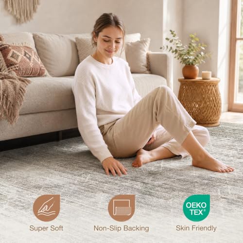 Image of cotiled Boho 6x9 Area Rugs for Living Room: Large Moroccan Washable Rug