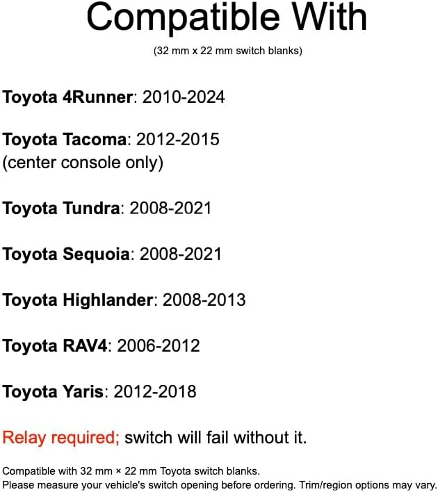 Dual LED Switch Light Bar & Ditch Lights | Compatible with Toyota 4Runner, Tacoma, Tundra | 32mm Push Button OEM Drop-in
