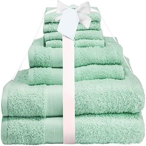 Midland Bedding 8 Piece Bale Cotton Towel Set, Multiple Colours in 400 GSM Thread Count (Duck Egg)