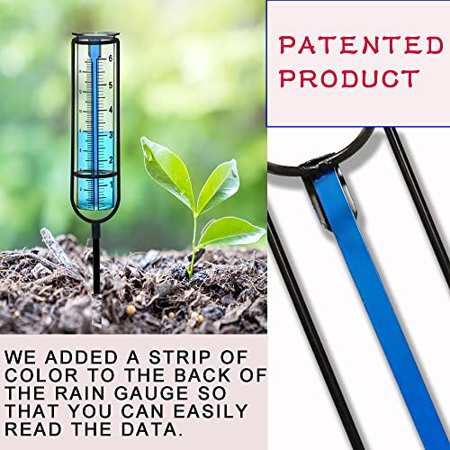 Biuwing Rain Gauge, Glass Rain Gauge Outdoor, Rain Gauges For Yard With Stake Best Rated, Decorative For Garden, Deck, Lawn, Landscape (Black Rain Gauge) #TOP1