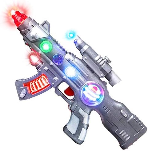 ArtCreativity Light Up Spin Ball Blaster Toy Gun, 12.5 Inch Assault Rifle with Thrilling Multicolor LEDs and Sound Effects, Batteries Included, Really Cool Play Gun for Boys and Girls, Great Gift Idea