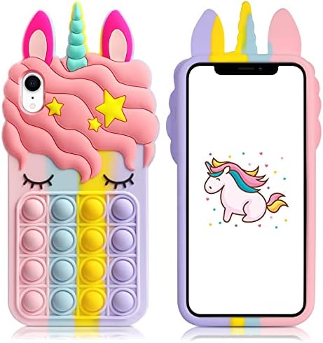 Vunake for iPhone XR Case iPhone XR Phone Case for Kids Girls Poppet Fidget Case Heavy Duty Bumper Cover Soft Gel Protective Case Liquid Silicone Shockproof Phone Case Cover for iPhone XR - Unicorn