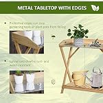 Outsunny Table de rempotage de jardin, station de travail en bois, établi de plantation extérieur avec plateau en métal galvanisé et étagère de rangement