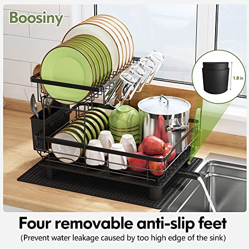 Miniatura 7 de Boosiny Escurreplatos Acero Inoxidable De 2 Niveles, Escurridor De Platos Grande Con Drenaje Automático, Soporte Para Utensilios, Tabla De Cortar, Portavasos