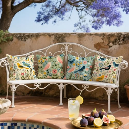 Cirzone Outdoor Kissen 45x45 4er Set Dekokissen, Kissenbezüge Sofakissen für Deko Wohnzimmer, Garten, Balkon