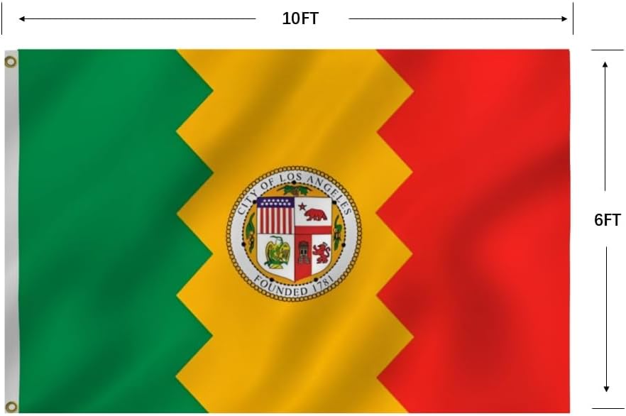 City of Los Angeles Flag 6X10Ft, Founded 1781 Flags,CIty Banner, Men Women Banner,Vibrant Colors, Double Stitched with 2 Brass Grommets, Bar Garden Street Decoration, GYM, Office Decor,Indoor Outdoor Use,Gifts. (6x10ft)