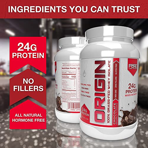 Pure Label Nutrition 100% Grass-Fed Whey Protein Isolate, 2Lb Chocolate, No Fat, No Lactose, Micro-Filtered, Cold Processed, Gmo Free, Rbgh Free, Soy Free, Gluten Free, Zero Carbs And No Sugar Added #TOP1