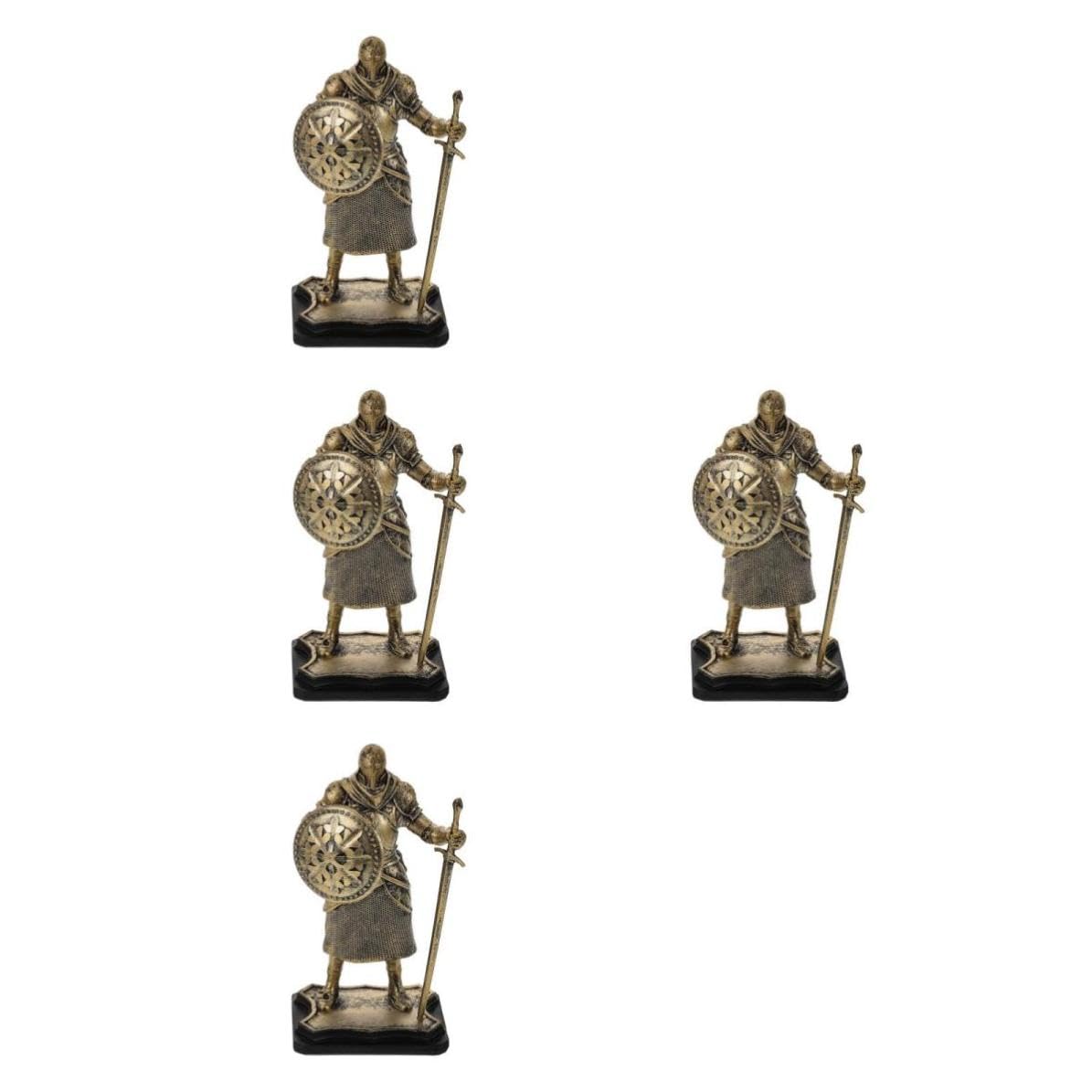 Operitacx 4 Piezas Estatua de Caballero a Caballo de Resina Vintage para
