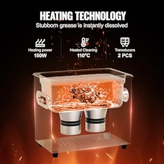 VEVOR Nettoyeur à Ultrasons Numérique 3 L, Bac Ultrasons avec Minuterie, Chauffage et Panier, Appareil de Nettoyage Ultrasonique Professionnel 120 W, pour Bijoux Lunettes Montres, Labo Clinique