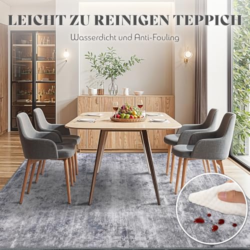 DEITAS Waschbarer Abstrakte Teppich 120x170cm, Ultraweicher Kurzfloriger Teppich für Wohnzimmer, Schlafzimmer und Küche Kunstwolle Teppiche(Graublau)